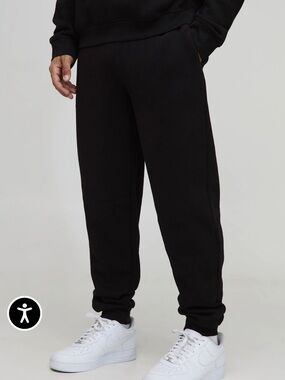 Men's Black Fleece Joggers with Elastic Cuffs